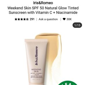 NIB IRIS AND ROMEO WEEKEND SKIN SPF50 NATURAL GLOW TINTED SUNSCREEN